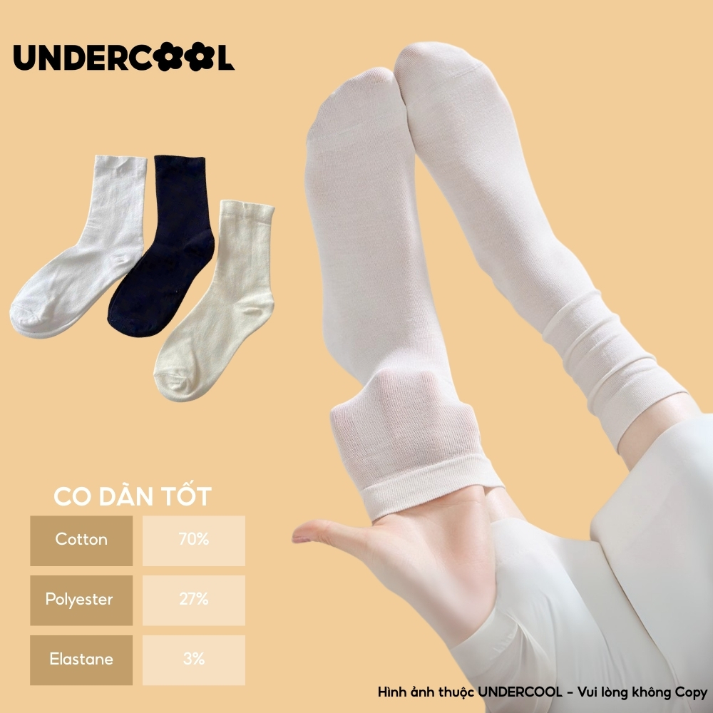 Đôi Tất Cổ Cao Cotton Mỏng Nữ UNDERCOOL Mềm Mại Màu Trơn Phong Cách Hàn Quốc,Thấm Hút Tốt TC93
