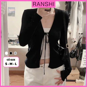 Áo Cardigan Nữ Dài tay RANSHI Có Dây Buộc Dễ Phối Đồ Chất Thun Tăm QC Cao Cấp Dày Dặn Áo Khoác Ngoài