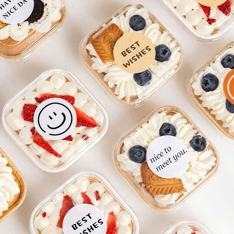 Set 50 Cốc Giấy Vuông Có Nắp Nhựa Miệng 9.9cm Dùng Được Trong Lò Nướng Nhiều Màu
