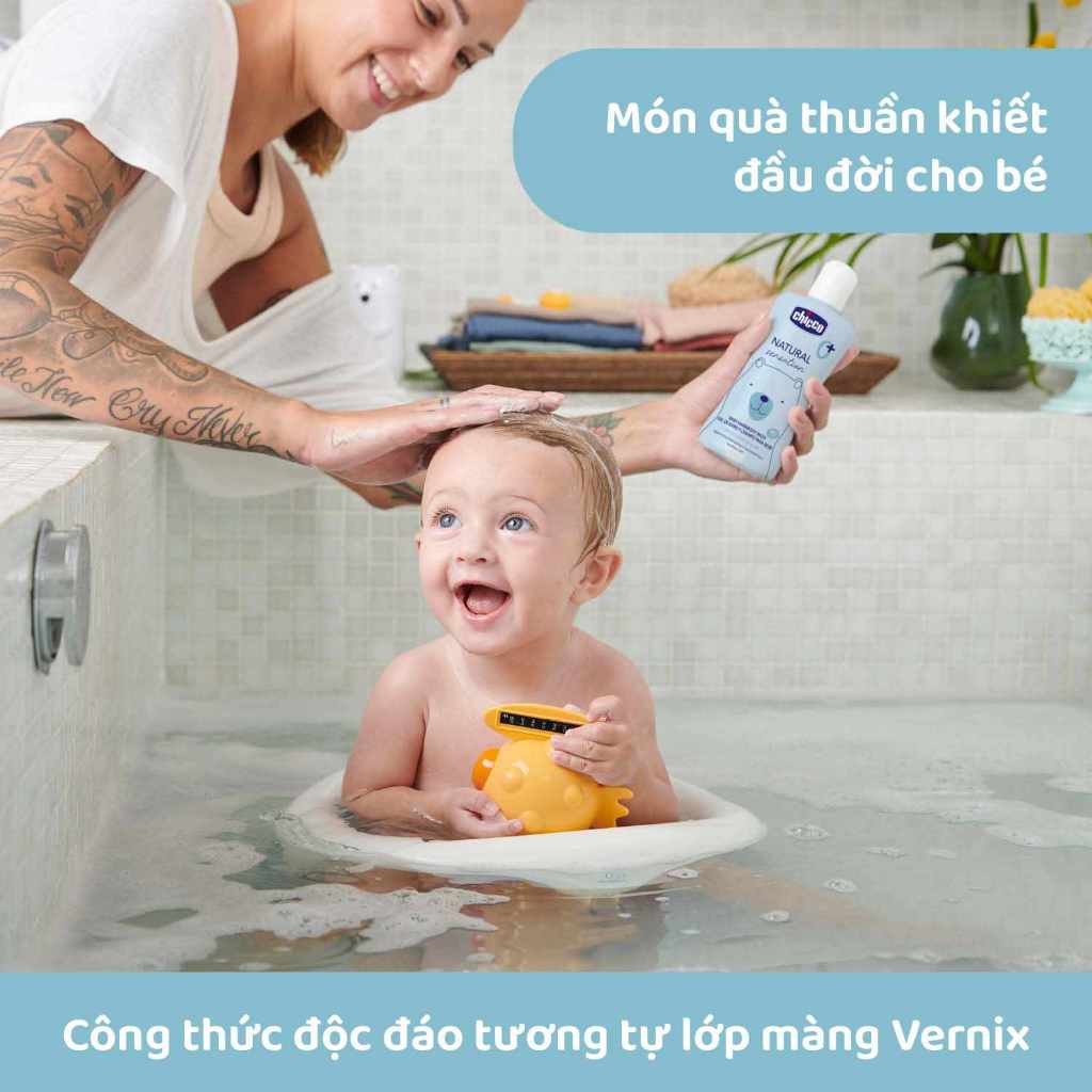 Sữa tắm gội chiết xuất Lô hội & Cúc la mã  Chicco Natural Sensation 0M+ 200ml