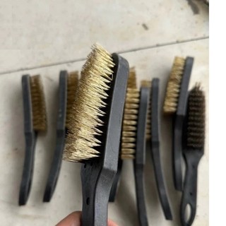 Bản Chải Sắt Cán Thẳng Loại To Sợi Vàng Cọ Gỉ Sét Đánh Chà Vỉ Nướng
