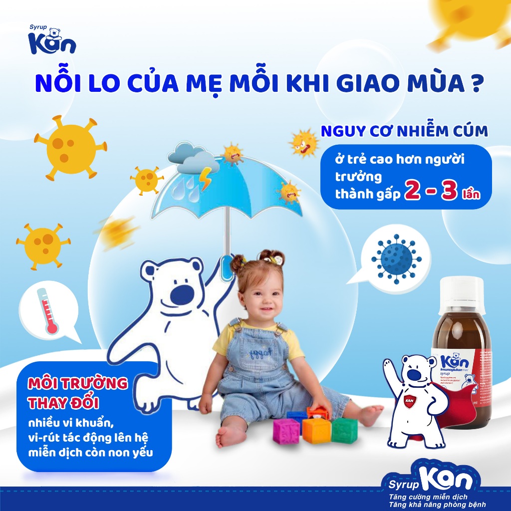 Siro Kan ImunoGlukan chai 120ml hỗ trợ miễn dịch nâng cao sức đề kháng cho bé trên 6 tháng tuổi