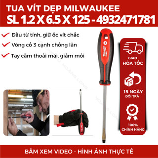 Tua vít dẹp Milwaukee SL 1.2x6.5x125 4932471781, bám ốc chắc tăng lực xoắn, thép hợp kim bền bỉ