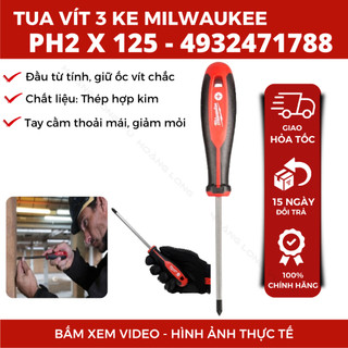 Tua vít 3 ke đầu từ tính Milwaukee PH2 x 125 4932471788 chính hãng, tay cầm thoải mái, chống trượt