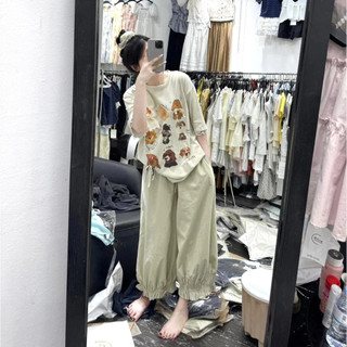 Quần Ống Rộng  ELEGANTE BOUTIUE Chất Kaki  Mềm Min Không Nhăn Không Bai Xù Gấu Nhún