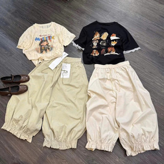 Quần Ống Rộng  ELEGANTE BOUTIUE Chất Kaki  Mềm Min Không Nhăn Không Bai Xù Gấu Nhún