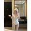 2Soonsumff Bikini trắng liền thân ôm body cổ V không tay hở lưng phối ren sexy đi biển cho nữ