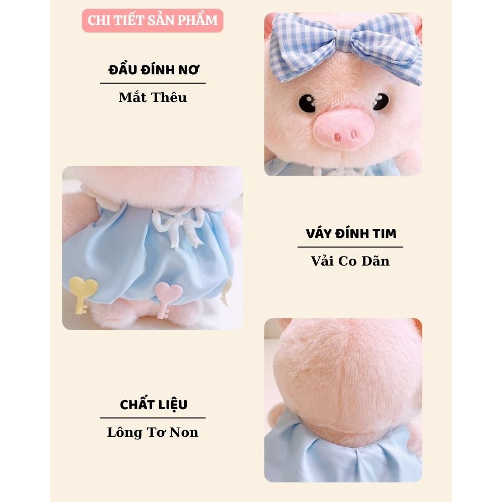 [ Hàng Cao Cấp ] Gấu Bông Heo Lulu Mặc Váy Tim Dễ Thương Lông Mềm Mại Làm Quà Tặng Cho Bạn Gái, Cho Bé Ngày Sinh Nhật