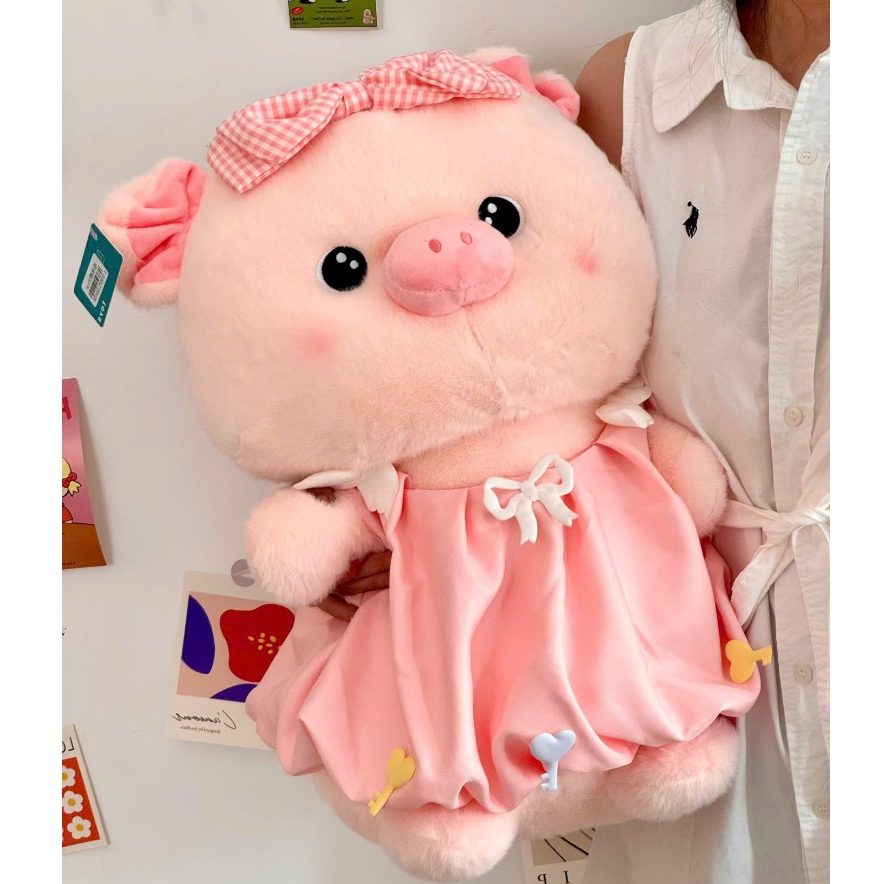 [ HÀNG CAO CẤP ] Gấu Bông Heo Lulu Mặc Váy Đeo Nơ Dễ Thương Lông Tơ Non Mềm Mại Quà Tặng Cho Bạn Gái,Cho Bé