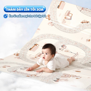 Thảm Gấp Gọn XPE Dày 2cm Chính Hãng Pakey, Thảm Cho Bé 2 Mặt Dày Dặn, Cách Nhiệt Tiện Lợi