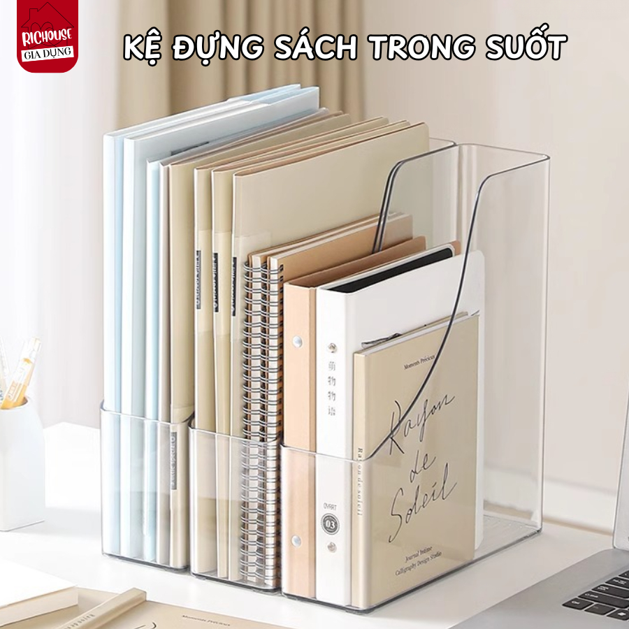 Kệ Đựng Sách Trong Suốt Để Bàn A4, Khay Tài Liệu, Giá Sách Văn Phòng Gọn Gàng