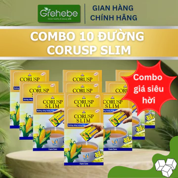Combo 10 Hộp Đường Bắp Ăn Kiêng CORUSP SLIM - Đường Ăn Kiêng (Hộp 50 gói x 2,5g)