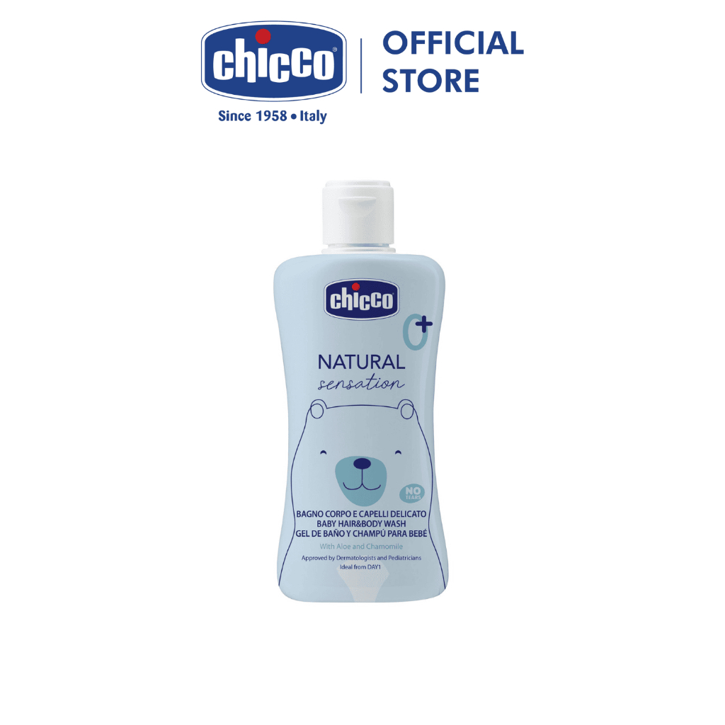 Sữa tắm gội chiết xuất Lô hội & Cúc la mã  Chicco Natural Sensation 0M+ 200ml