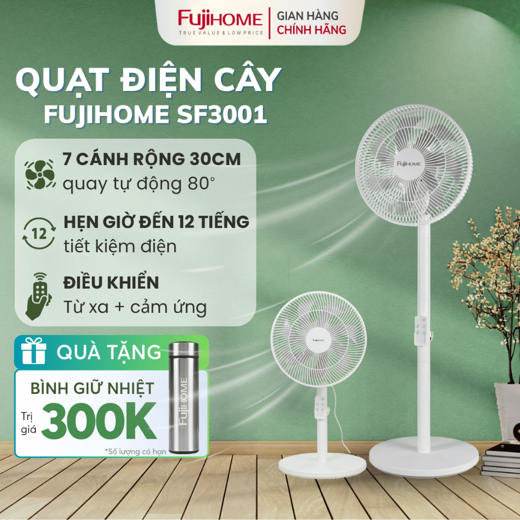 Quạt điện đứng thông minh FUJIHOME SF3001 lưu thông không khí