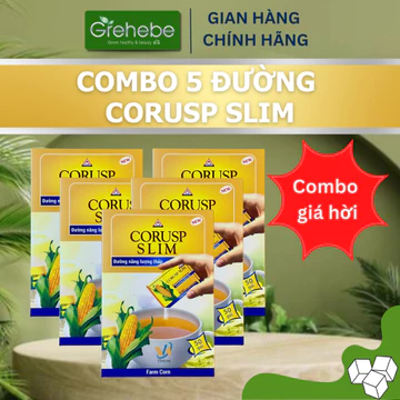 Combo 5 Hộp Đường Bắp Ăn Kiêng CORUSP SLIM - Đường Ăn Kiêng (Hộp 50 gói x 2,5g)