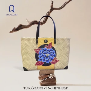 Túi cỏ Bàng thiên nhiên – Đan tay vẽ Thủ công – Q Gallery