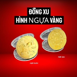 🌸 Sale TẾT🌸 Đồng Tiền Xu Con Ngựa Lì Xì Tết May Mắn - Tặng Kèm Túi Gấm LỘC phong thủy, Quà Tết 2026