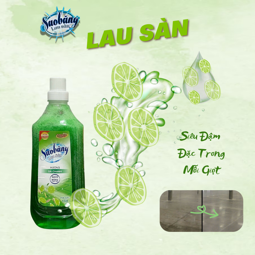 Nước Lau Sàn SAO BĂNG Ngăn côn trùng hiệu quả | Túi 1L | Hương Chanh Sả & Hoa Ban Mai hiệu quả sau lần đầu sử dụng