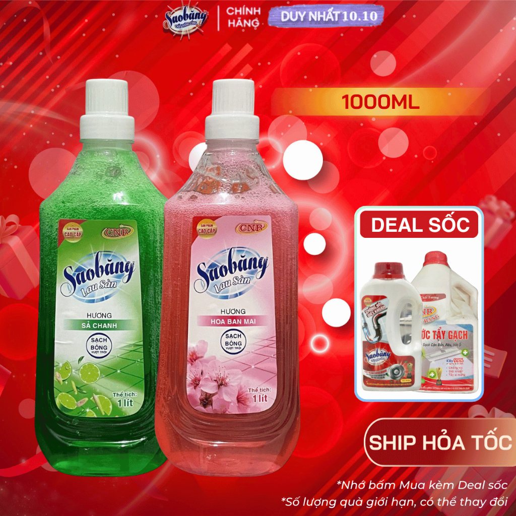 Nước Lau Sàn SAO BĂNG Ngăn côn trùng hiệu quả | Túi 1L | Hương Chanh Sả & Hoa Ban Mai hiệu quả sau lần đầu sử dụng