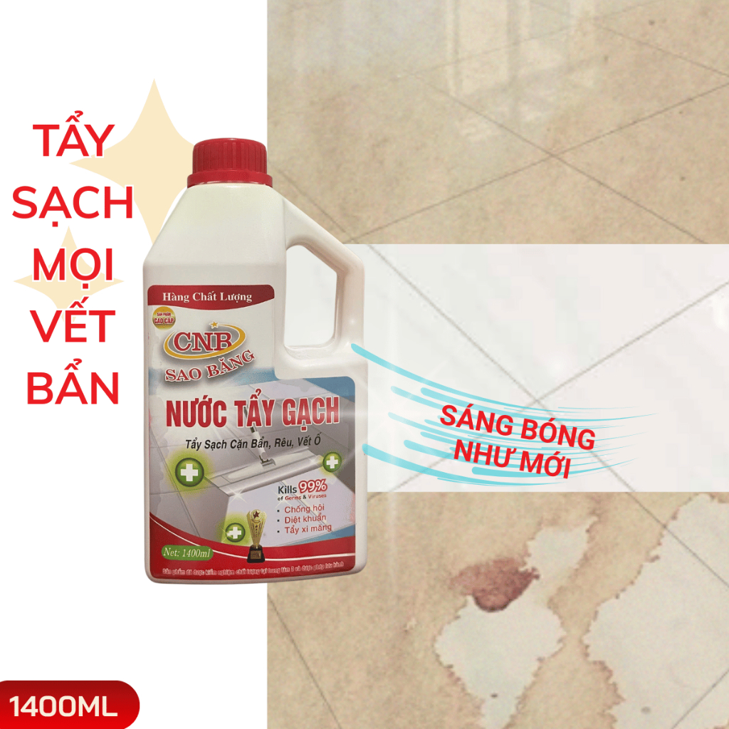 Nước Tẩy Trắng Gạch, Tẩy Rong Rêu, Tẩy Bồn Cầu, Nhà Vệ Sinh, Nhà Tắm SAO BĂNG 1600ML