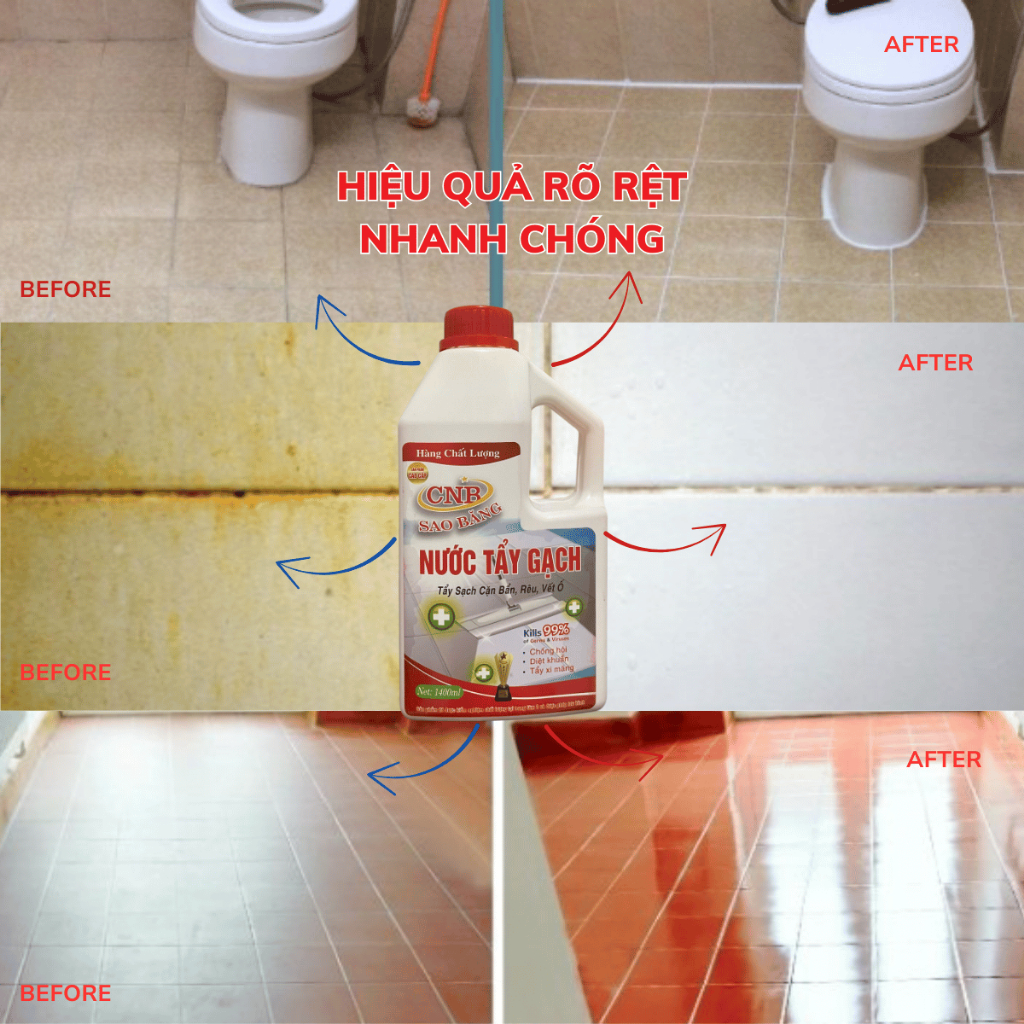 Nước Tẩy Trắng Gạch, Tẩy Rong Rêu, Tẩy Bồn Cầu, Nhà Vệ Sinh, Nhà Tắm SAO BĂNG 1600ML