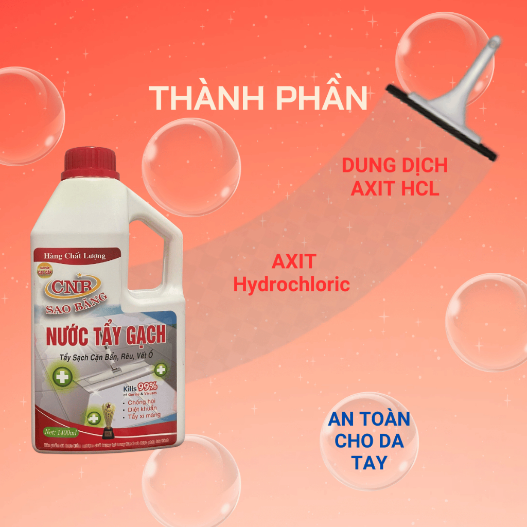 Nước Tẩy Trắng Gạch, Tẩy Rong Rêu, Tẩy Bồn Cầu, Nhà Vệ Sinh, Nhà Tắm SAO BĂNG 1600ML