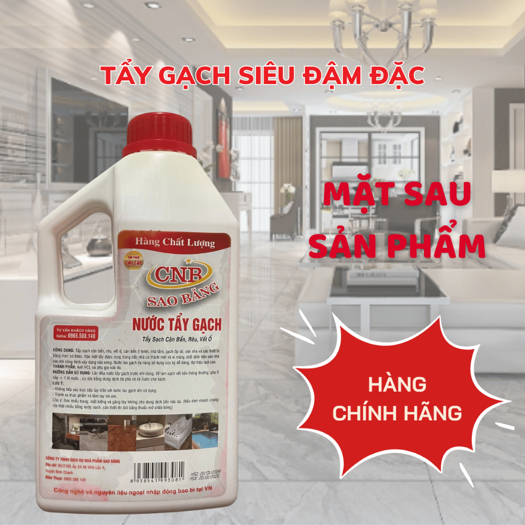 Nước Tẩy Trắng Gạch, Tẩy Rong Rêu, Tẩy Bồn Cầu, Nhà Vệ Sinh, Nhà Tắm SAO BĂNG 1600ML