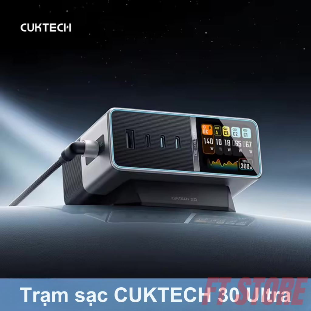 Trạm sạc nhanh Cuktech 30 Power Station Ultra TA3005U - 3C1A, tích hợp màn hình hiển thị công suất