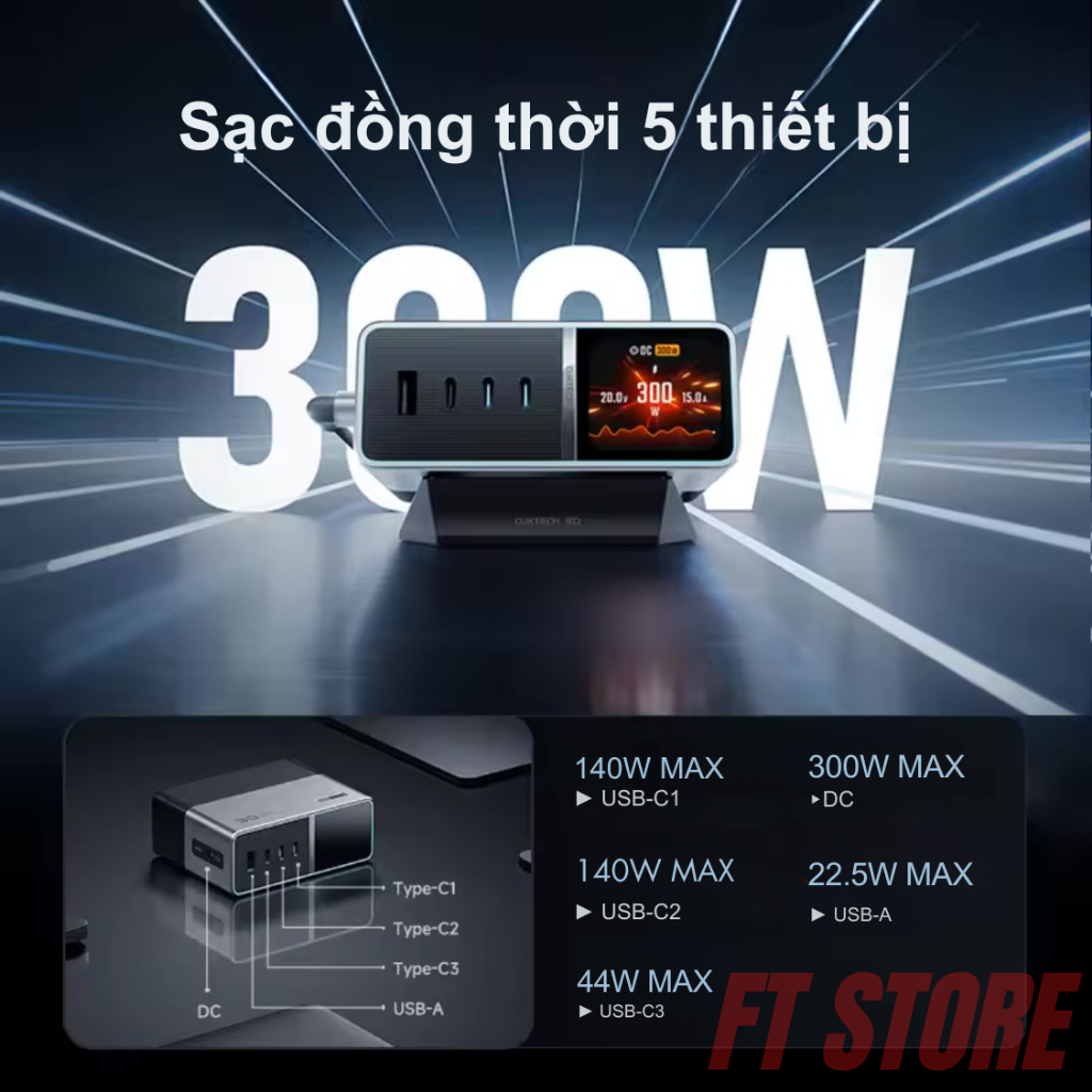 Trạm sạc nhanh Cuktech 30 Power Station Ultra TA3005U - 3C1A, tích hợp màn hình hiển thị công suất
