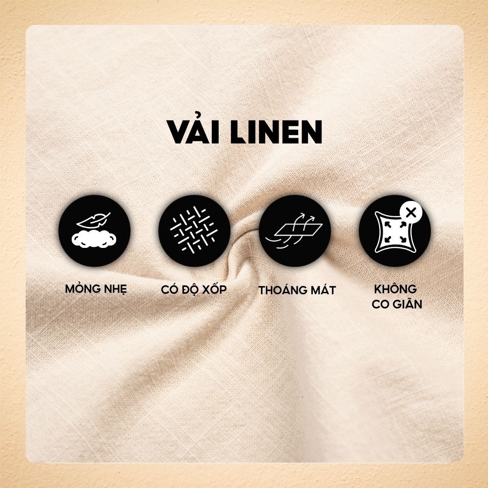 Áo sơ mi nam ngắn tay Loop vải linen mềm nhẹ, thoáng mát, cổ đứng, chất vải xốp, thêu logo tinh - FEAER