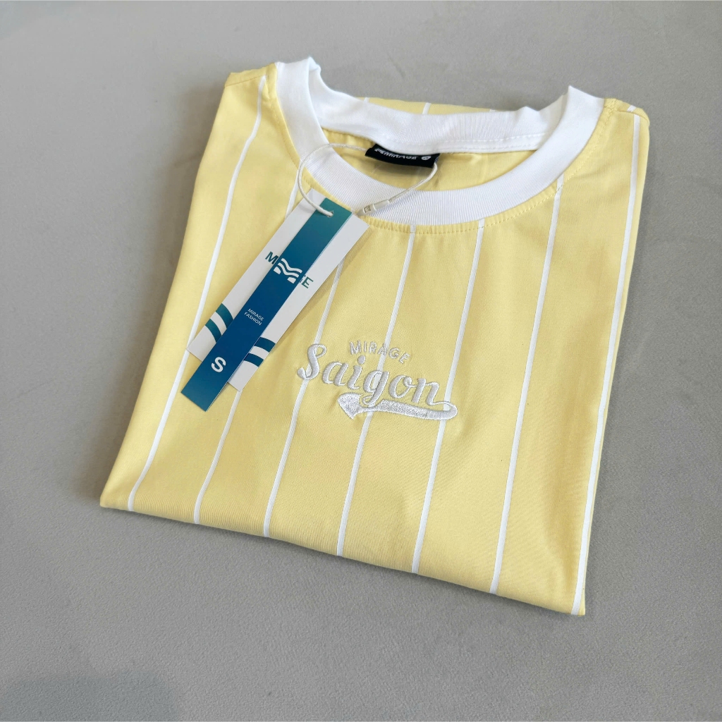 Áo Thun Mirage Phối Sọc Vàng Local Brand Chất 100% Cotton Mềm Mịn Thoáng Mát.