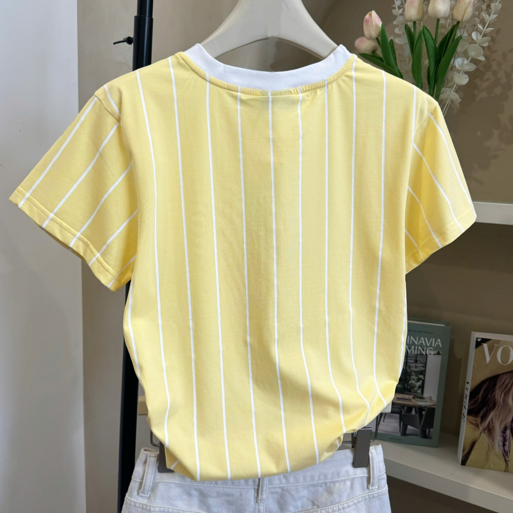 Áo Thun Mirage Phối Sọc Vàng Local Brand Chất 100% Cotton Mềm Mịn Thoáng Mát.