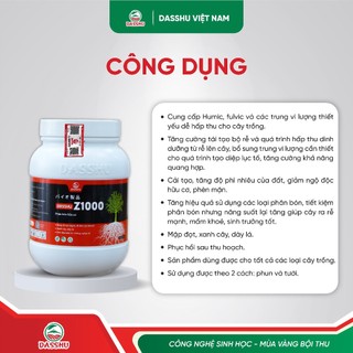 [ MUA 5 TẶNG 1 ] 5 HŨ DASSHU Z1000 – Phân Bón Hỗ Trợ Cây Phát Triển Rễ Khỏe, Đi Đọt, Cho Sầu Riêng Cà Phê