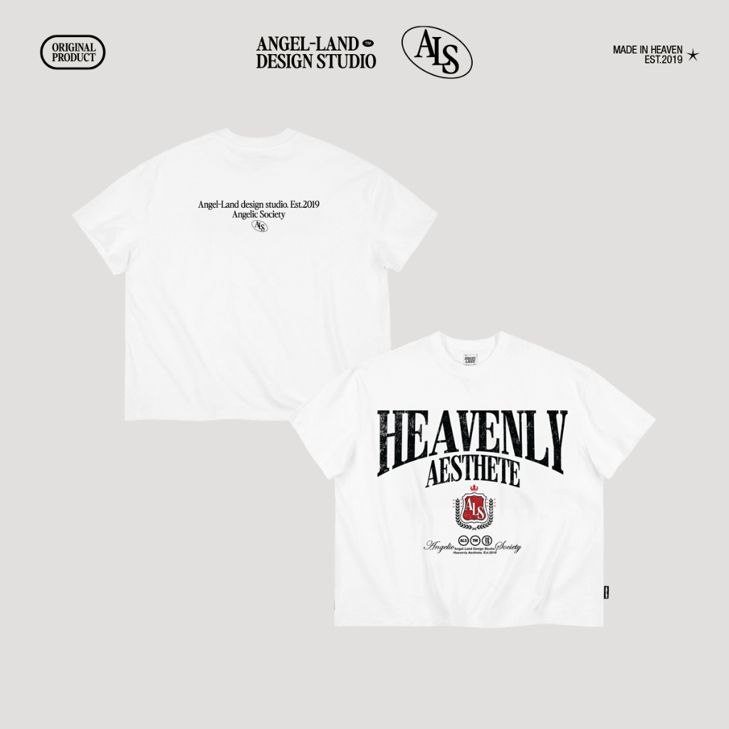 Áo thun form Boxy HEAVENLY AESTHETE RETRO Màu ĐEN Angelic Society chính hãng | BigBuy360 - bigbuy360.vn