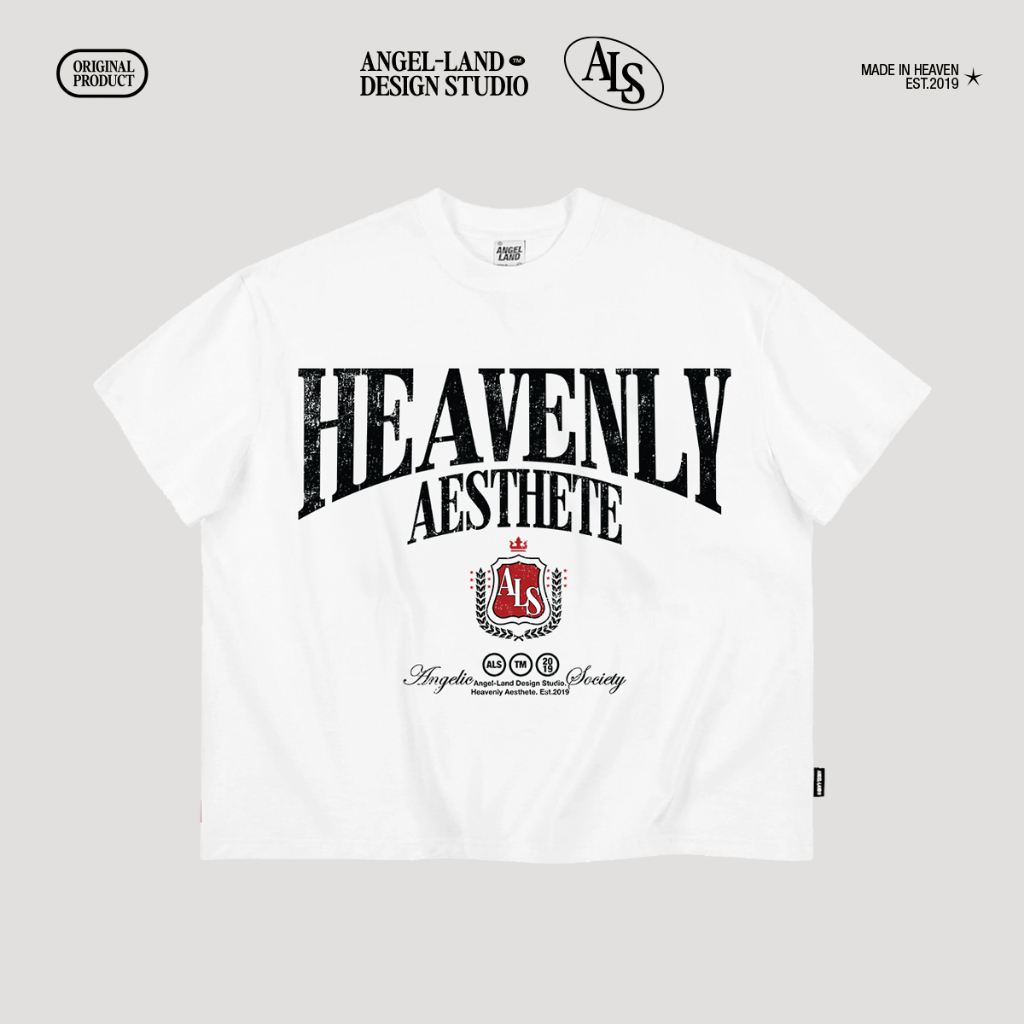 Áo thun form Boxy HEAVENLY AESTHETE RETRO Màu ĐEN Angelic Society chính hãng | BigBuy360 - bigbuy360.vn