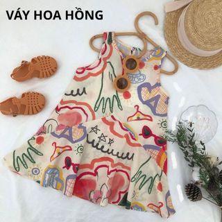 Váy Cho Bé Gái, Váy Sát Nách Cho Bé Gái Họa Tiết Dễ Thương Chất Liệu Cotton Thoáng Mát