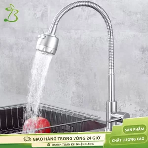Vòi rửa chén bẻ lò xo,Vòi rửa chén đầu tăng áp 1 đường nước lạnh xoay bẻ 360⁰ độ, 2 chế độ xả nước