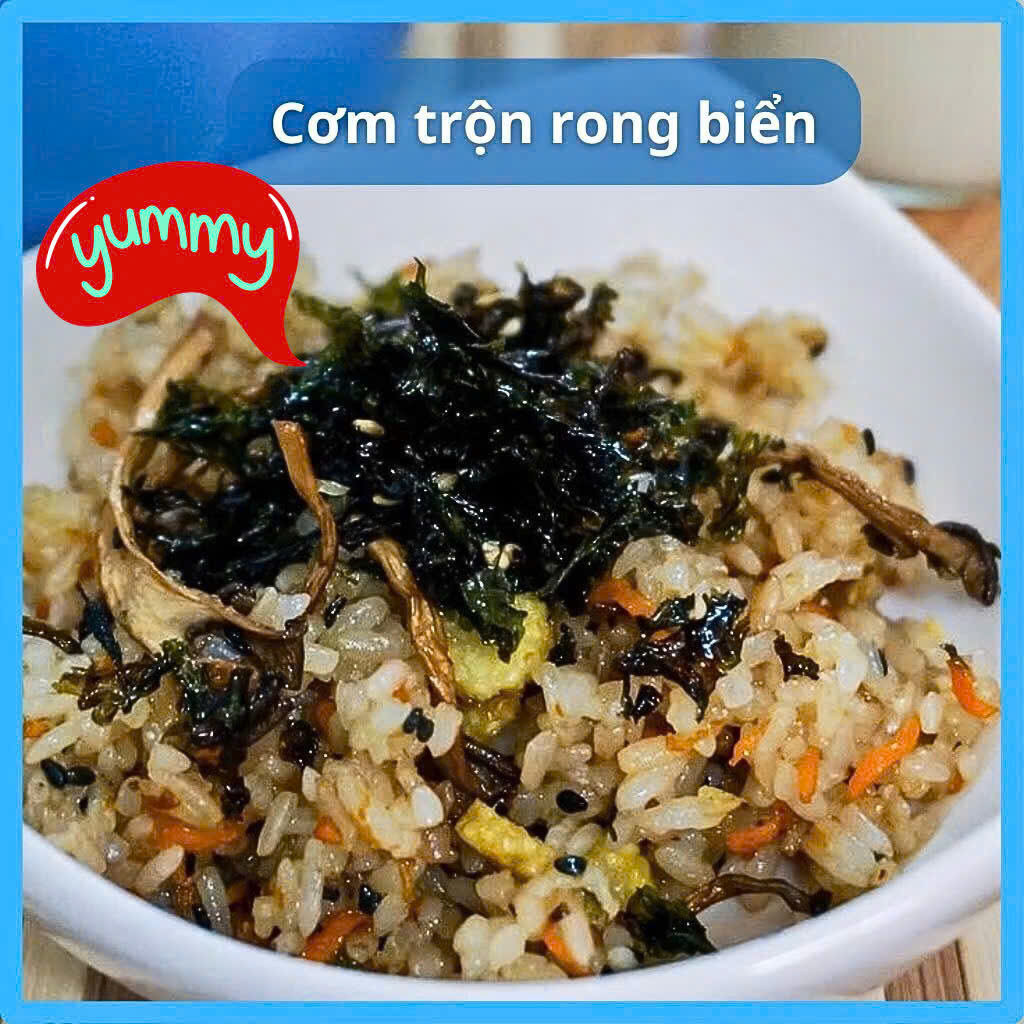 Rong biển ăn liền cháy tỏi thơm ngon bổ dưỡng, rong biển sấy trộn cơm đồ ăn vặt healthy, HTC Food