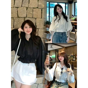 Áo Sơ Mi Dáng Croptop Tay Bồng Chun Dưới Hottrend Thời Trang Nữ SM004 TL.Online Shop