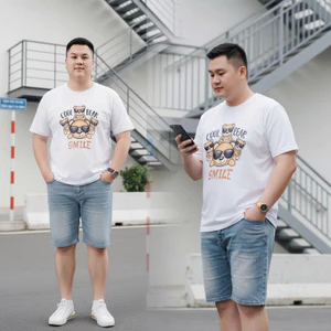 Áo Thun Nam Bigsize 80-140kg AKYOO Cao Cấp, Chất Liệu Cotton Co Giãn, Thoáng Mát- AT DEN A7 - AT TRANG GAU