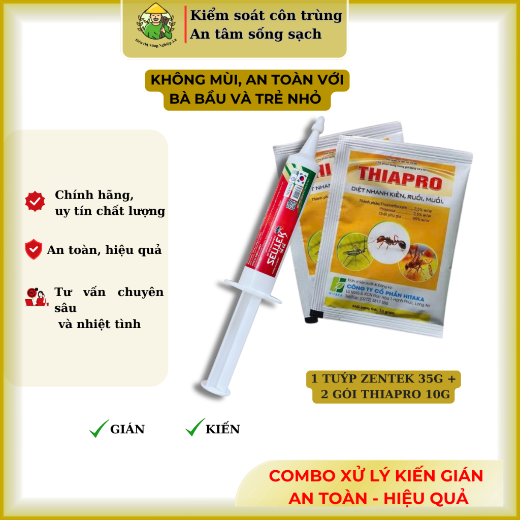 Combo xử lý kiến và gián: 1 tuýp zentek 35g thức ăn của gián Đức và 2 ...