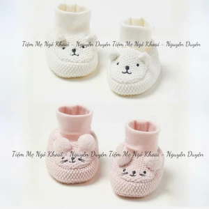 H.M Giày tất len xinh hoạ tiết gấu thỏ cho bé yêu chân 6-9cm