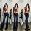 Quần Jean Nữ Ống Loe Xám Đen WASH RETRO Cạp Cao Quần Bò Jean Nữ Ôm Eo Co Giãn Tôn Dáng HOTTREND MIAA