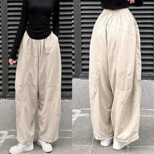 Quần Parachute Harem Dáng Thụng Vintage, Quần Dài Vải gió nhăn Cao Cấp Bigsize 90kg