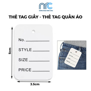 Combo 250 tag quần áo, tag giấy, Mác treo quần áo có đục lỗ - Kích thước 3.5x5cm
