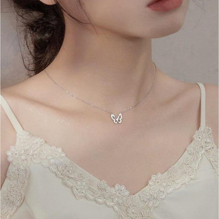 [Hộp Xinh]Dây chuyền SK35 Bạc LoPa dáng dây chuyền hồ điệ đính đá xinh xắn,tinh tế,Bạc LoPa