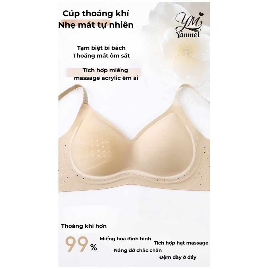 [03]Áo ngực đúc su hương trà, áo lót không gọng su đúc cài sau mềm mại thoải mái, nâng ngực nhẹ, mút dày 0.5cm