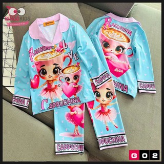 Đồ bộ tay dài quần dài bé gái pijama chất thun lạnh in 3D Ann's Kids cực xinh cho bé từ 10 đến 42kg