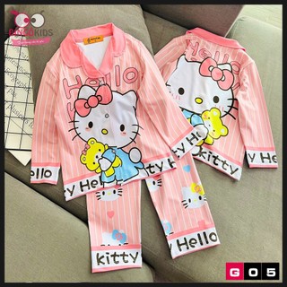 Đồ bộ tay dài quần dài bé gái pijama chất thun lạnh in 3D Ann's Kids cực xinh cho bé từ 10 đến 42kg