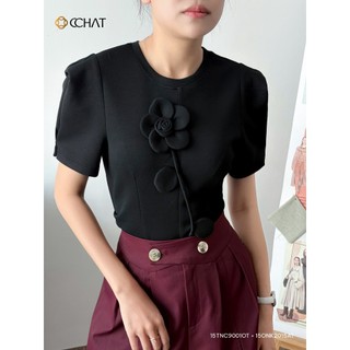 Áo Thun Nữ 𝐂𝐂𝐇𝐀𝐓 Dáng Ôm Kiểu Trendy Chất Liệu Thun Xốp Cao Cấp 15TNC9001OT